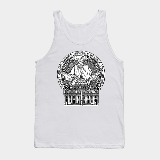 St. Joseph Patron of the Church (Version 2) - White Bkg Tank Top by DeoGratias